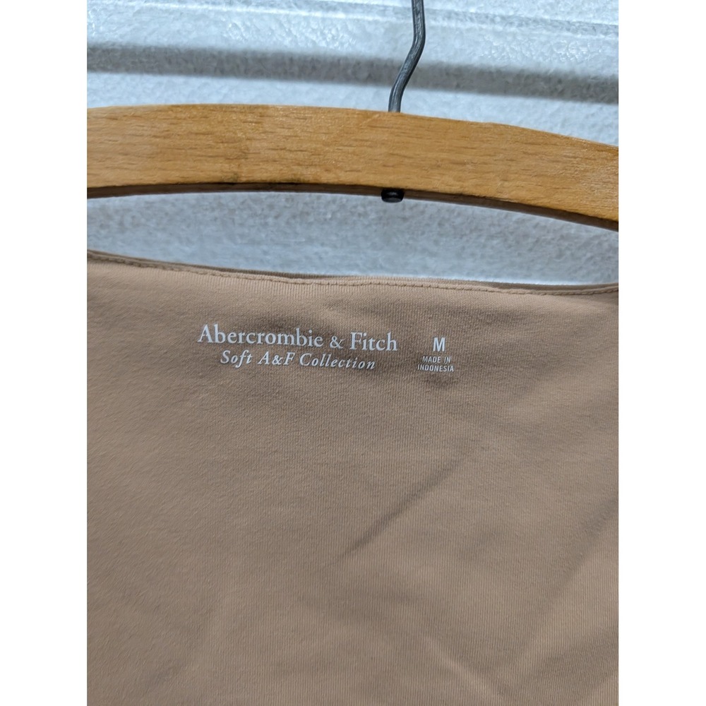 Abercrombie & Fitch Soft Matte Seamless Long Sleeve Square Neck Bodysuit‎ Tan- M - Picture 4 of 6